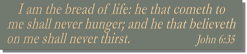 I am the bread of life: he that cometh to me shall never hunger; and he that believeth on me shall never thirst  John 6:35